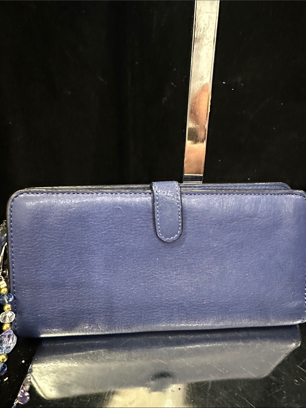 Coach #70 navy slim long zip around wallet
